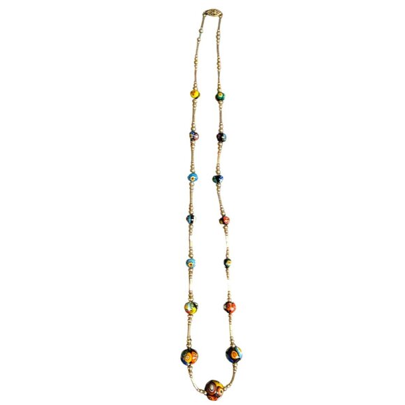 Vintage Necklace Murano Millefiori 12k gold filled clasp/beads 26" - Picture 4 of 13